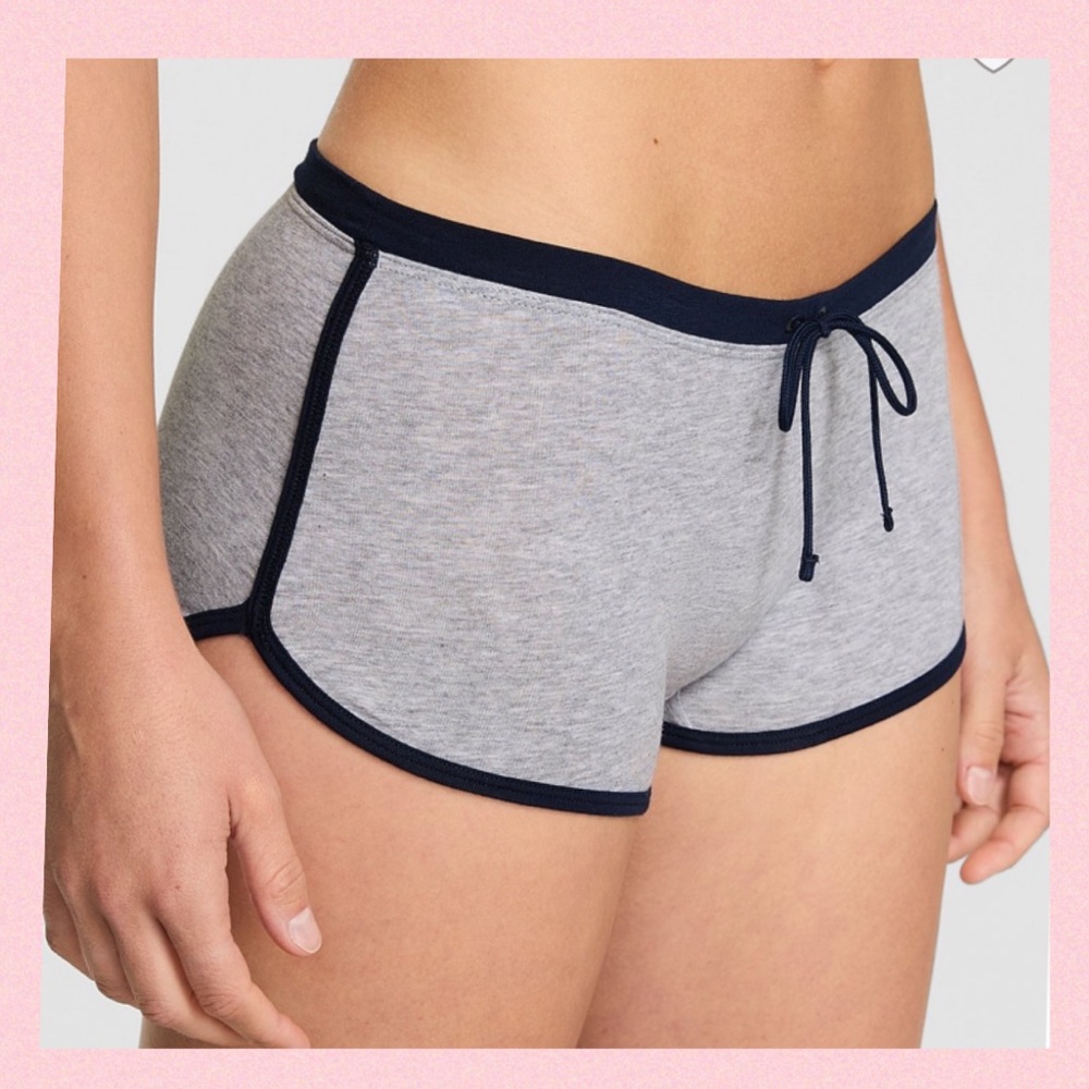 Victoria’s Secret PINK Cotton Dorm Boyshort Heather Grey Navy Graphic XL